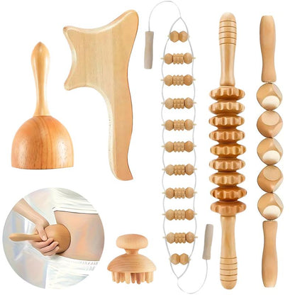 1Pc-6Pcs Wooden Massage Tool Set, Manual Wood Massager, Muscle Massage Tools, Herbal Therapy Massage Tools, Multi-Pack