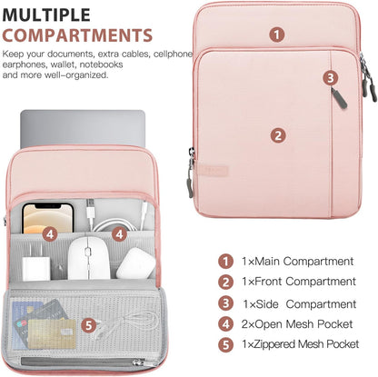 13.3-14 Inch Laptop Sleeve Case Carrying Bag with Pockets for Surface Pro 9/8/X, Macbook Air 2022-2018, Macbook Pro M2 14" /13" M2/M1 Max 14.2 2023-2021, Galaxy Tab S9+/S8+ 12.4", Pink