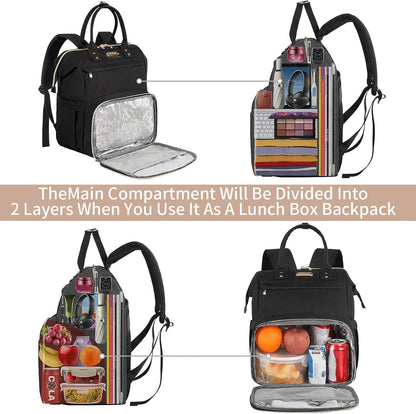 Lunch Bag Backpack, Insulated Cooler Backpack Lunch Box Laptop Backpack with USB Port for Women Men Fits 15.6 Inch Laptop