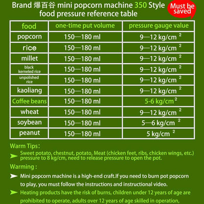 350Ml Popcorn Machine 2 Valves Gift Style Chinese BRAND Home Use Mini Popcorn Maker