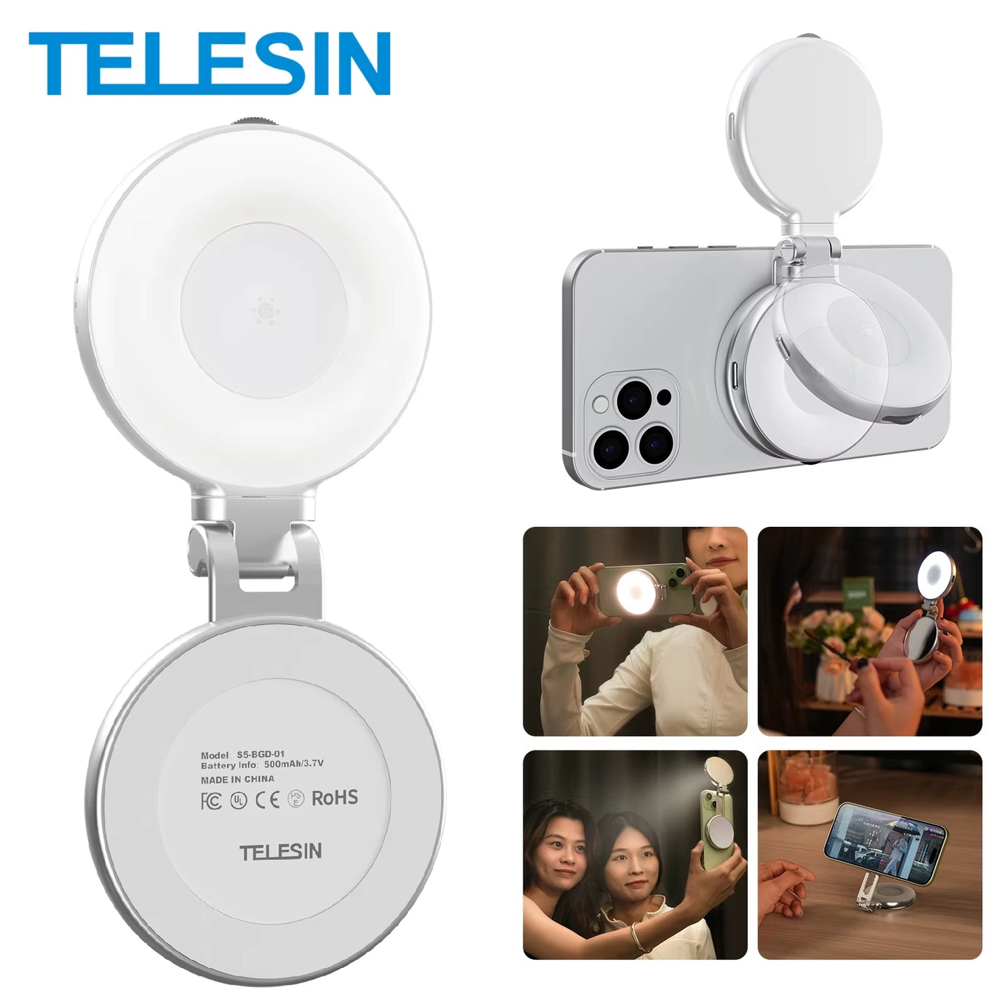 Magnetic Fill Light Mini Selfie Light 3 Modes Adjustable Brightness for Smartphone Iphone XIAOMI HUAWEI SAMSUNG Phone