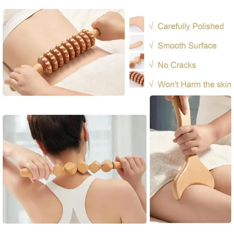 1Pc-6Pcs Wooden Massage Tool Set, Manual Wood Massager, Muscle Massage Tools, Herbal Therapy Massage Tools, Multi-Pack