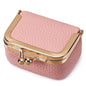 Wallet Genuine Leather Kiss Lock Coin Purse Solid Color Square Leather Jewelry Bag Multifunctional Mini Small Item Bag Earrings