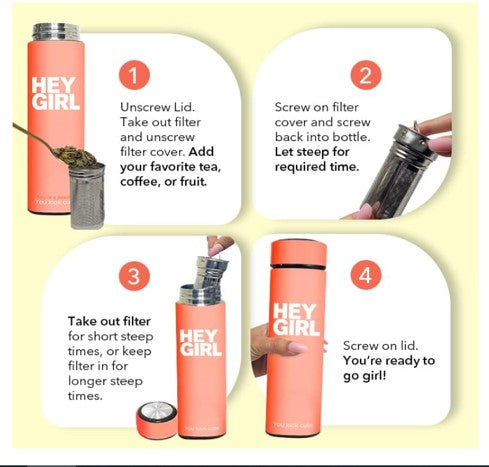 Insulated Tea Infuser Bottle – 450ml Stainless Steel Travel Tumbler