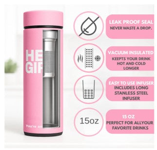 Insulated Tea Infuser Bottle – 450ml Stainless Steel Travel Tumbler