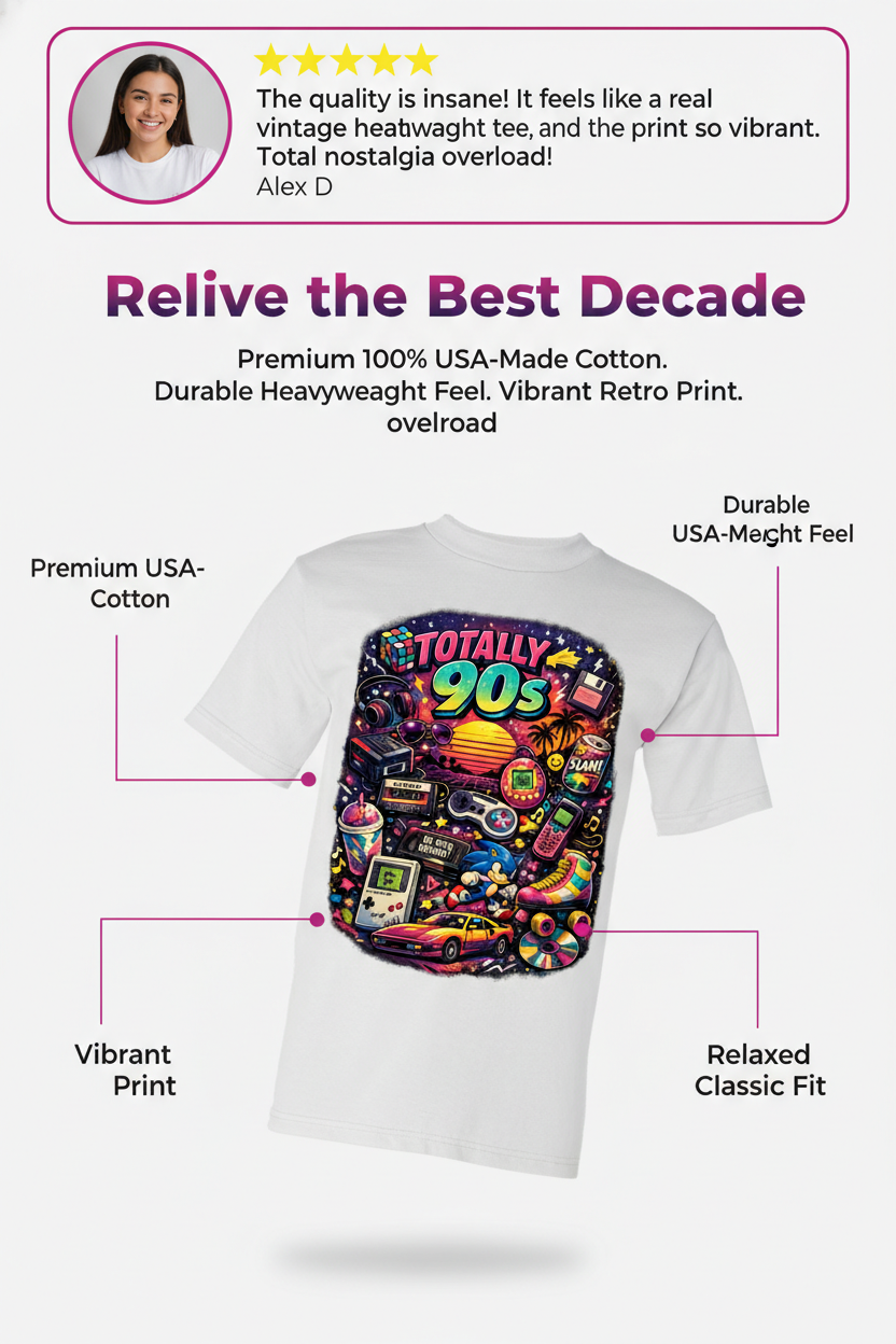 Totally 90s Retro Graphic T-Shirt – Premium USA-Made Cotton Tee