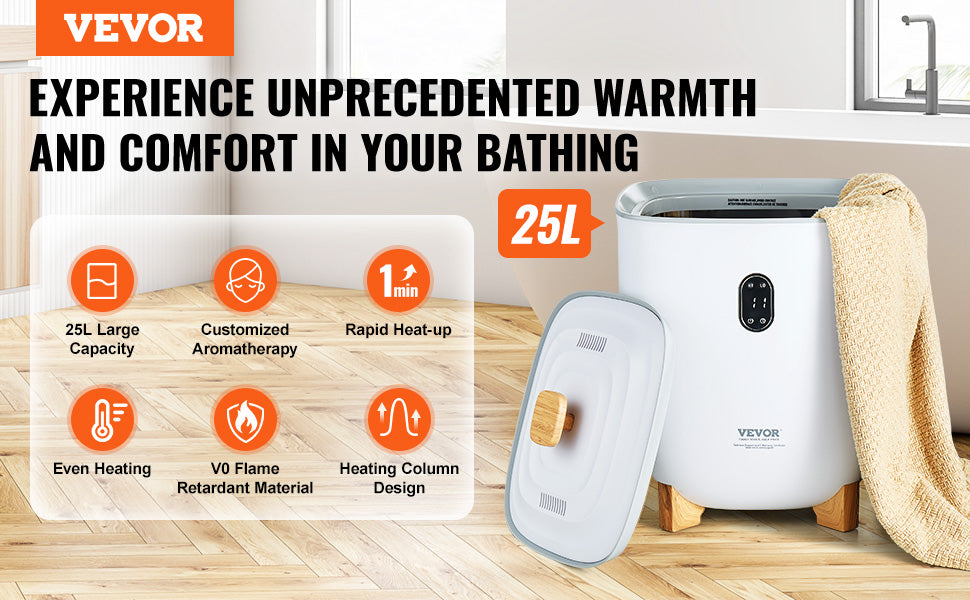 VEVOR 25L Luxury Towel Warmer Bucket with LED Display & Auto Timer