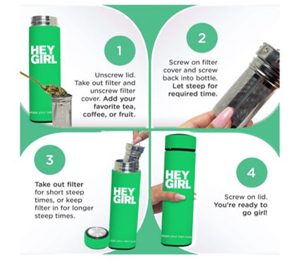 Insulated Tea Infuser Bottle – 450ml Stainless Steel Travel Tumbler
